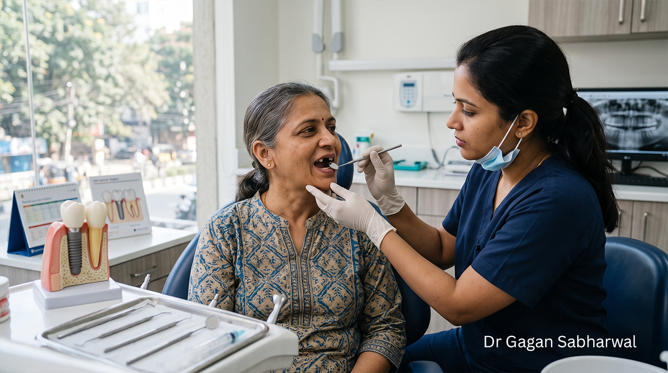 Patient undergoing an assessment for Dental Implants UAE and other Tooth Replacement Options