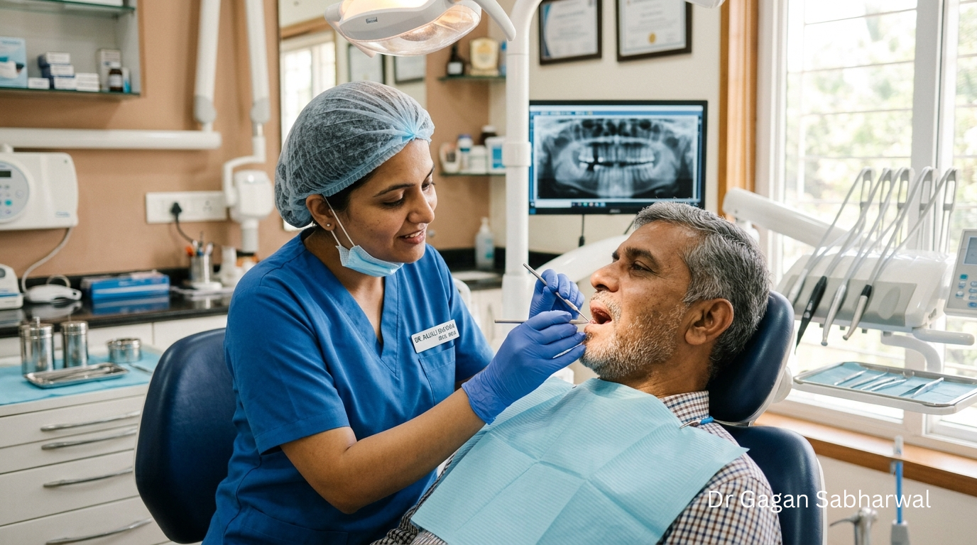 Patient undergoing an oral examination to assess suitability for Immediate Dental Implants Dubai