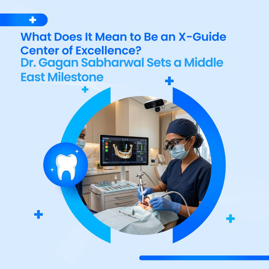 Dr. Gagan Sabharwal at his Dental Implant Clinic Dubai using X-Guide dynamic navigation